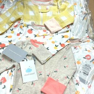 Cloud Island Baby Sleepers 3 Pack  Zippered Footed
